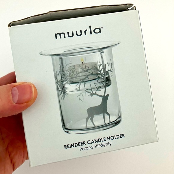 Muurla Reindeer Candle Holder, Clear Glass NWT - Picture 1 of 7